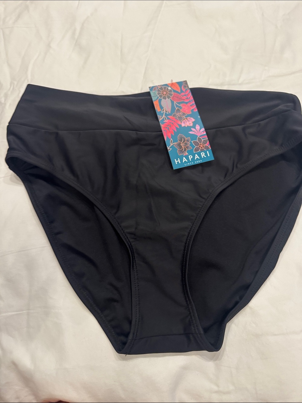 Hapari Solid Black High-Waist Bikini Bottom